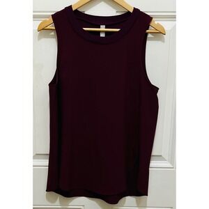 Athleta Tank Top Sleeveless Burgundy Ribbed Trim Casual Athletic Blouse Womens